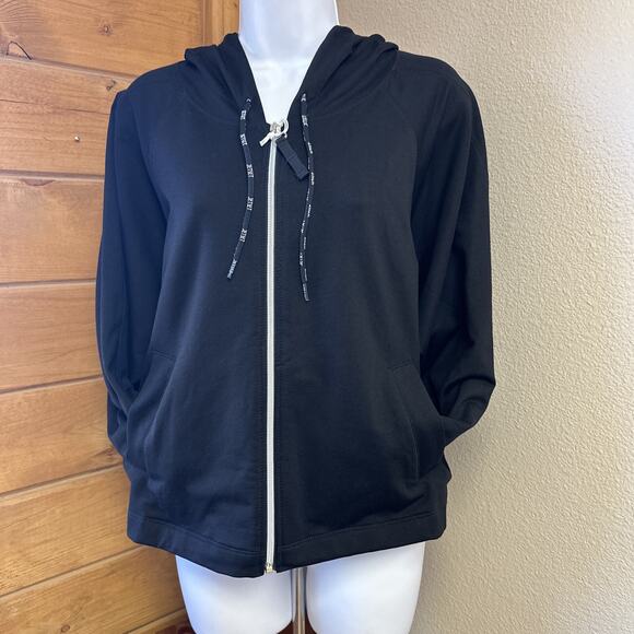 NWT Jet Set Medium Lurex Black Full Zip Hoodie Jacket Cotton Blend Italy - Picture 2 of 12